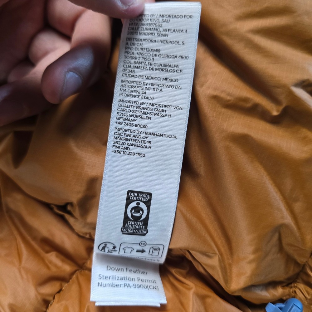 Cotopaxi Sienna/Fjord Fuego Max Down Hooded Jacket Cargo Stripes 800 FP Women M - Picture 14 of 16